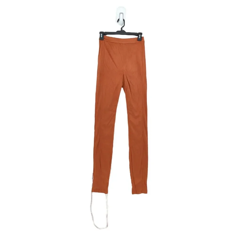 HOUSE OF CB Women XS Sazan Leggings Tan Brown Faux Suede High Waist Rise NEW
